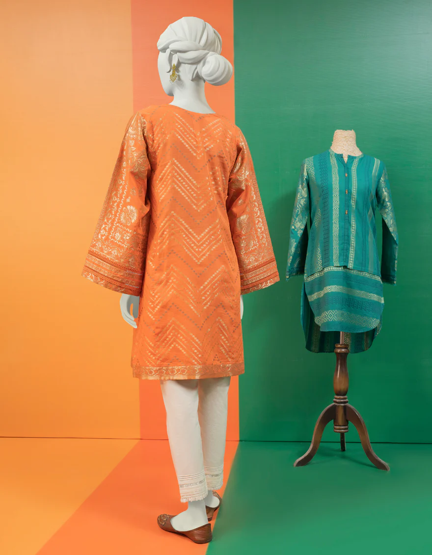 ORANGE JACQUARD KURTI | JJLK-S-JSS-US-22-428 FB/PAMILLE - Image 2