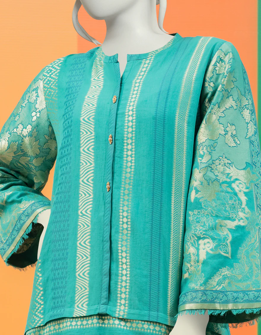 GREEN JACQUARD KURTI | JJLK-S-JSS-US-22-429 FB/BLANCHE - Image 3
