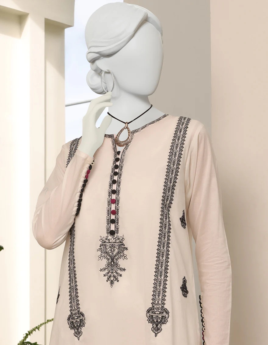 WHITE LAWN KURTI | JJLK-S-JSS-US-23-331 FB/SITARA/WHITE-02 - Image 3