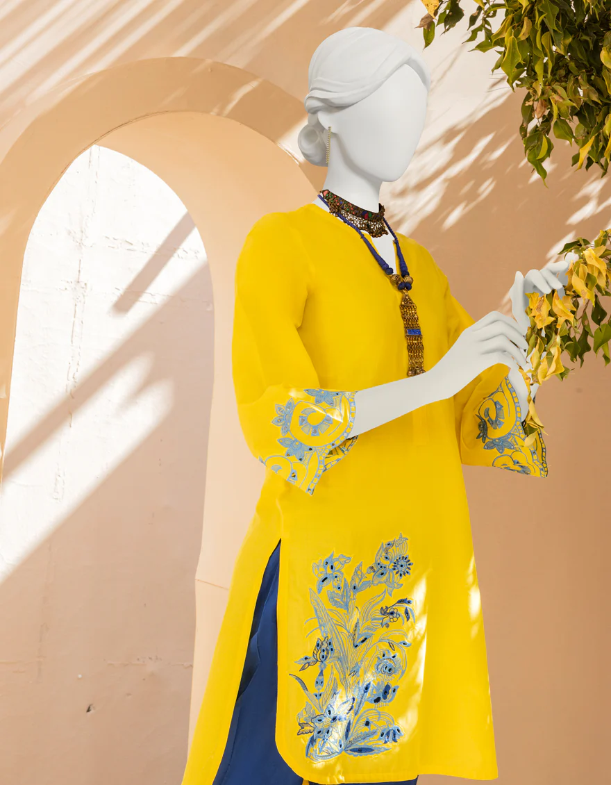 YELLOW LAWN KURTI | JJLK-S-JSS-US-23-333 FB/CITRON - Image 3