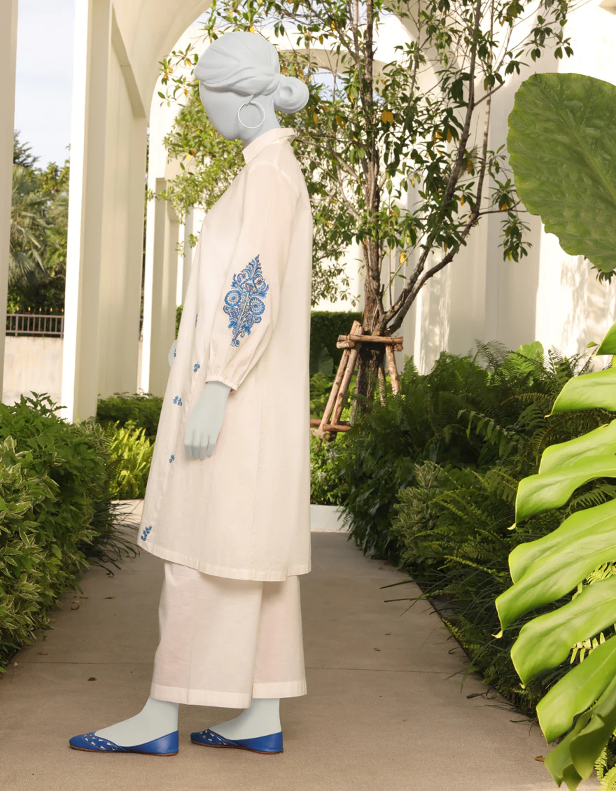 WHITE LAWN KURTI | JJLK-S-JSS-US-23-334 FB/NUETRAL - Image 2