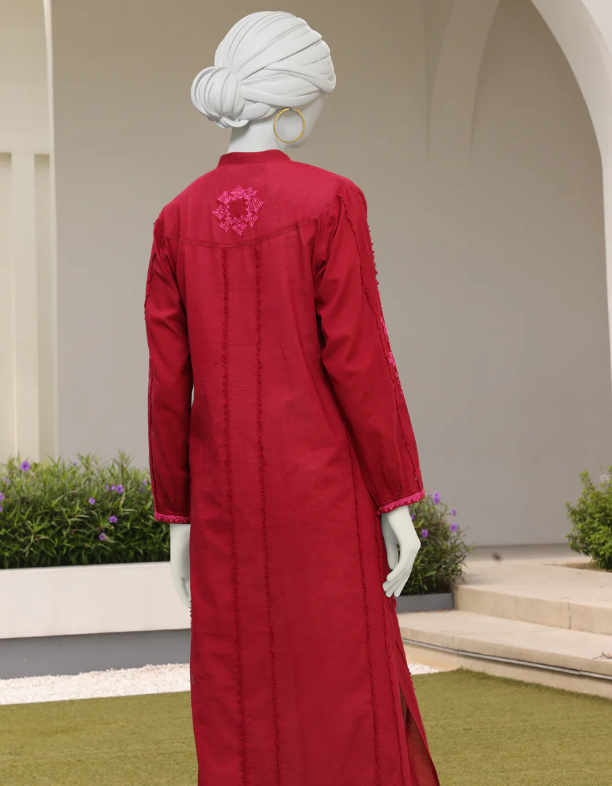RED LAWN KURTI | JJLK-S-JSS-US-23-342 FB/RUBY RED - Image 2