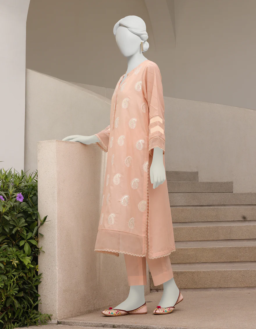 PEACH LAWN KURTI | JJLK-S-JSS-US-23-346 FB/PEACH PAISLEY - Image 2