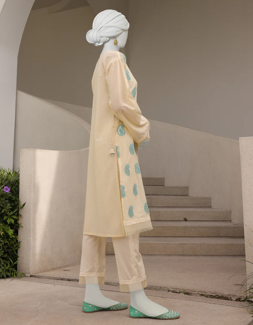 LIGHT YELLOW LAWN KURTI | JJLK-S-JSS-US-23-347 FB/PAISLEY-670 - Image 2