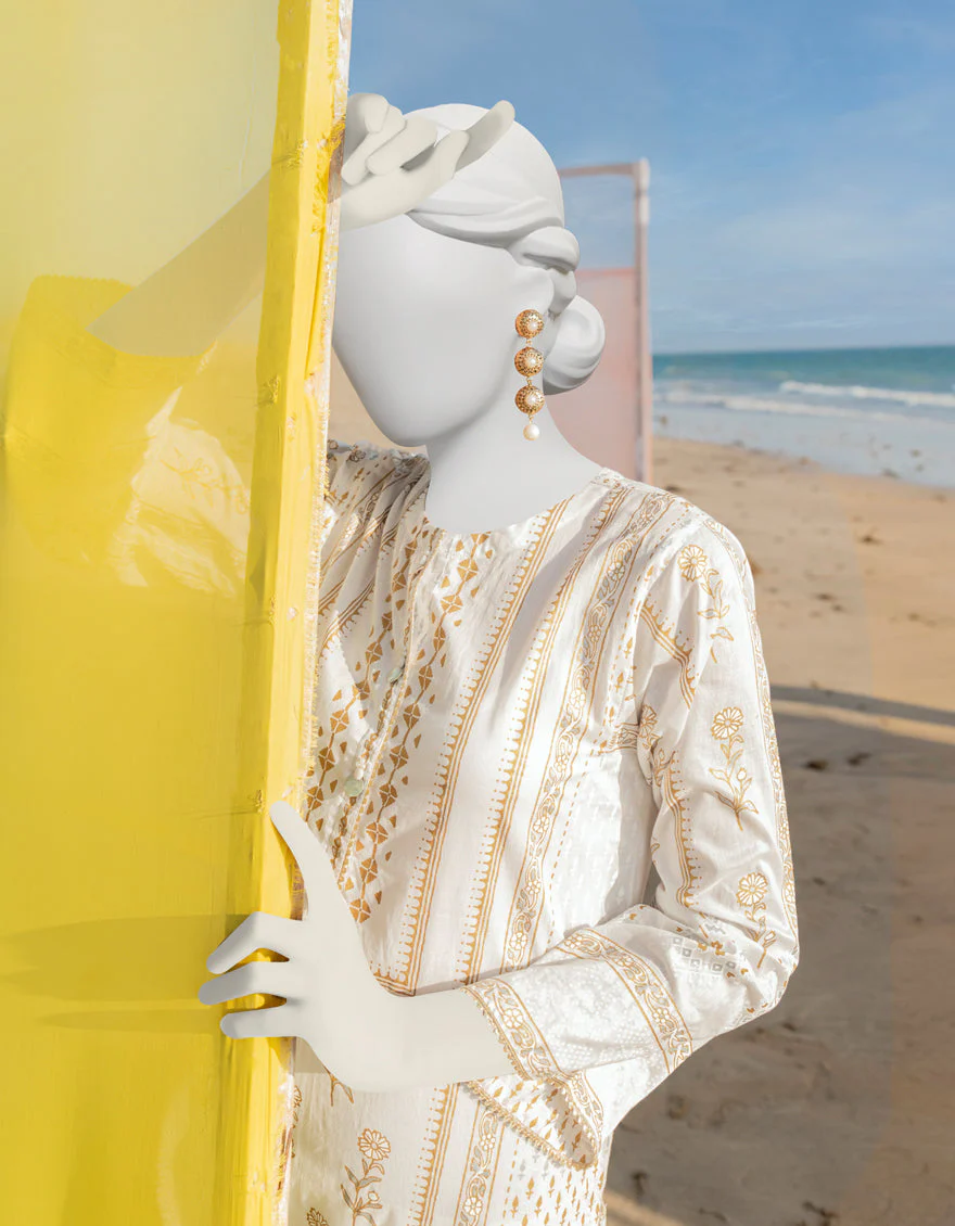 WHITE GOLD & SILVER LAWN KURTI | JJLK-S-JSS-US-23-360 FB/FRAMBOISE - Image 4