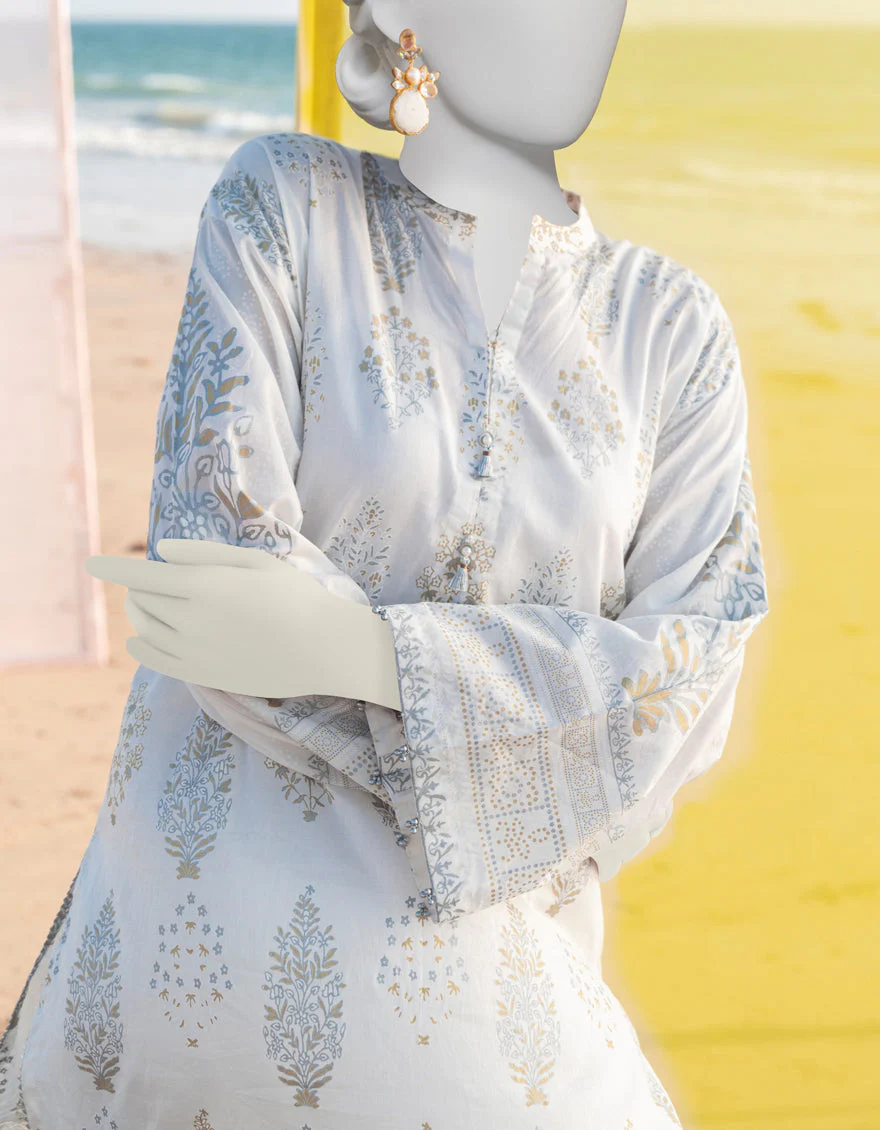 WHITE GOLD LAWN KURTI | JJLK-S-JSS-US-23-362 FB/CERISE - Image 3