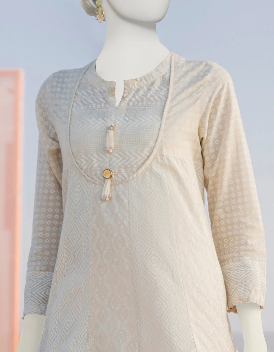 OFF WHITE LAWN KURTI | JJLK-S-JSS-US-23-363 FB/POIRE - Image 3