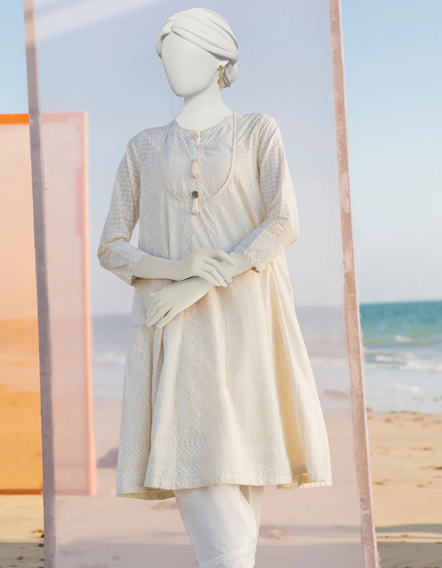 OFF WHITE LAWN KURTI | JJLK-S-JSS-US-23-363 FB/POIRE - Image 4