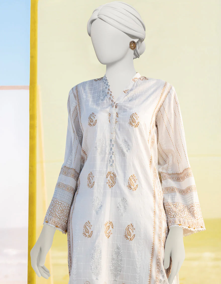 WHITE GOLD LAWN KURTI | JJLK-S-JSS-US-23-365 FB/POMME - Image 2