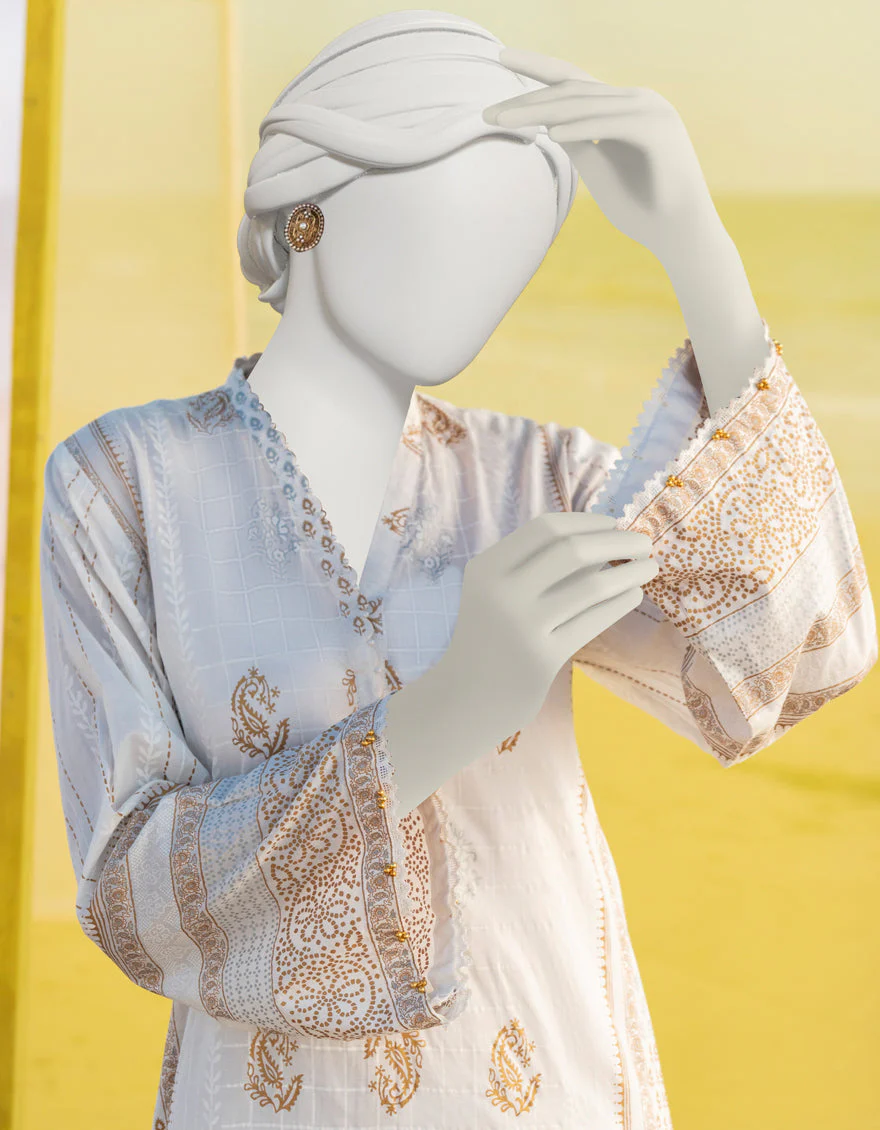 WHITE GOLD LAWN KURTI | JJLK-S-JSS-US-23-365 FB/POMME - Image 3