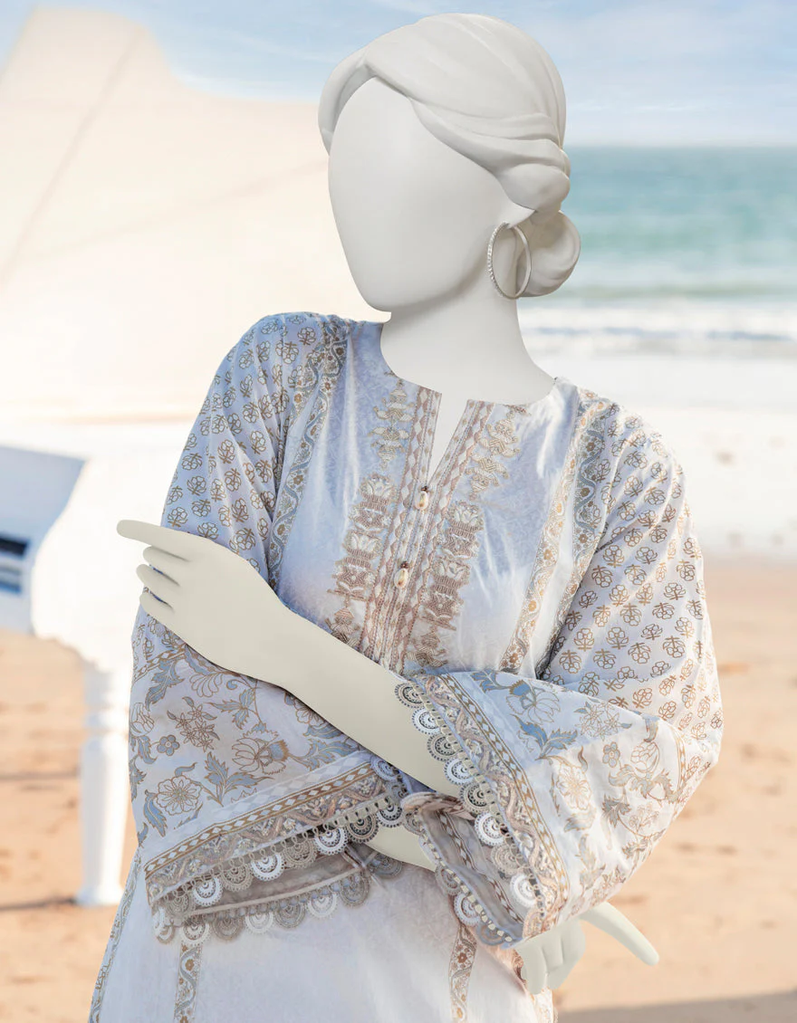 WHITE GOLD LAWN KURTI | JJLK-S-JSS-US-23-366 FB/PAMPLE MOOSE - Image 3