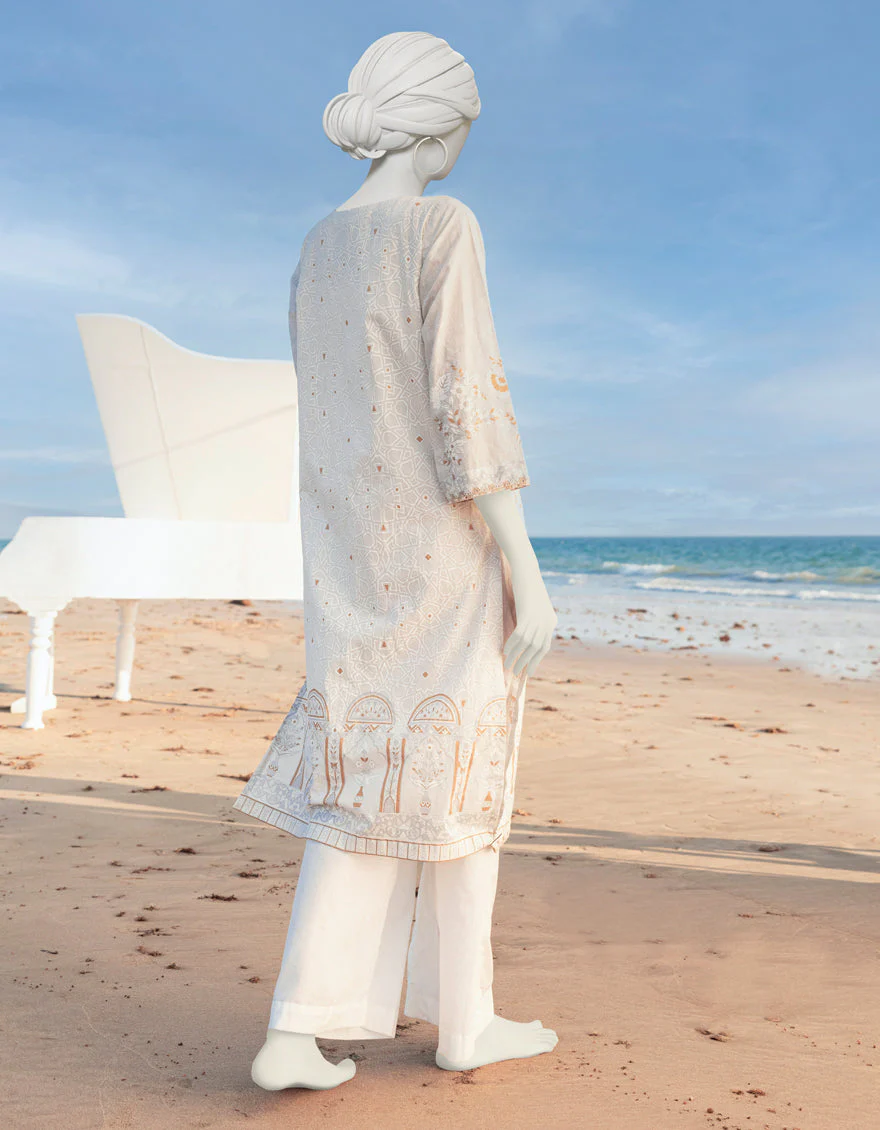WHITE GOLD LAWN KURTI | JJLK-S-JSS-US-23-367 FB/CONFITURE - Image 2