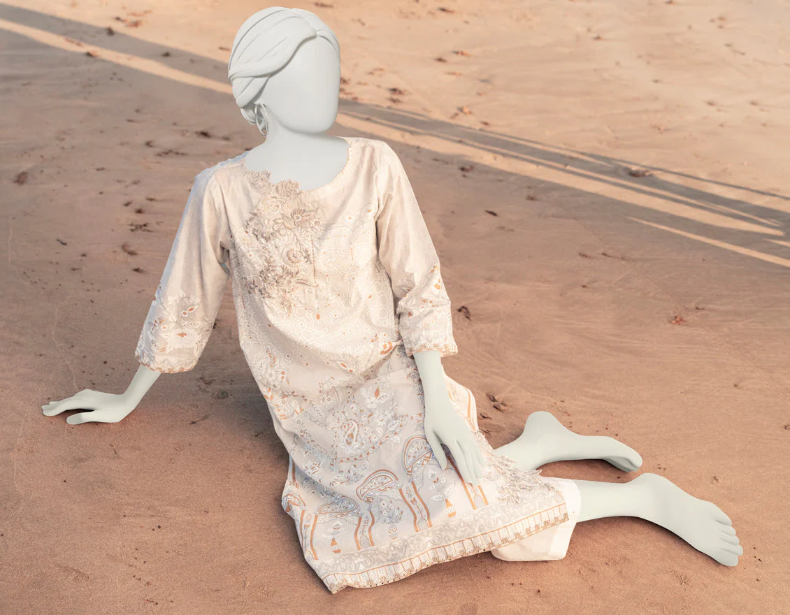 WHITE GOLD LAWN KURTI | JJLK-S-JSS-US-23-367 FB/CONFITURE - Image 4