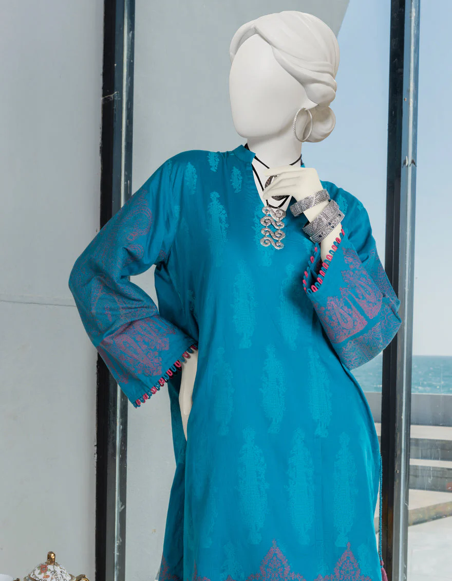 TEAL GREEN JACQUARD KURTI | JJLK-S-JSS-US-23-372 FB/BOUGIE - Image 4