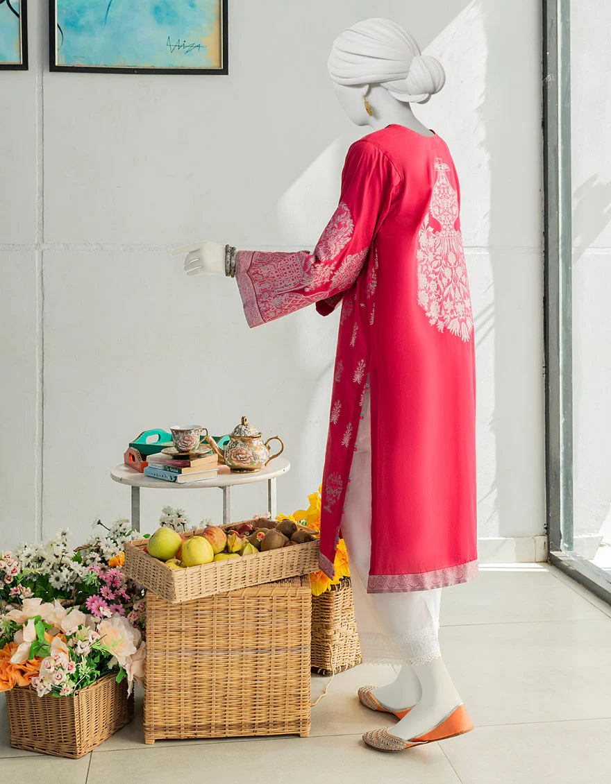 HOT PINK JACQUARD KURTI | JJLK-S-JSS-US-23-373 FB/LIT - Image 2