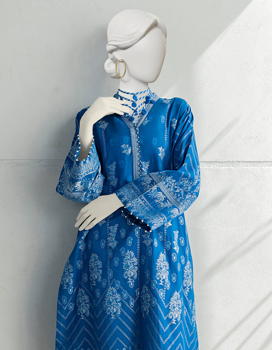 BLUE JACQUARD KURTI | JJLK-S-JSS-US-23-374 FB/CHAMBRE - Image 4