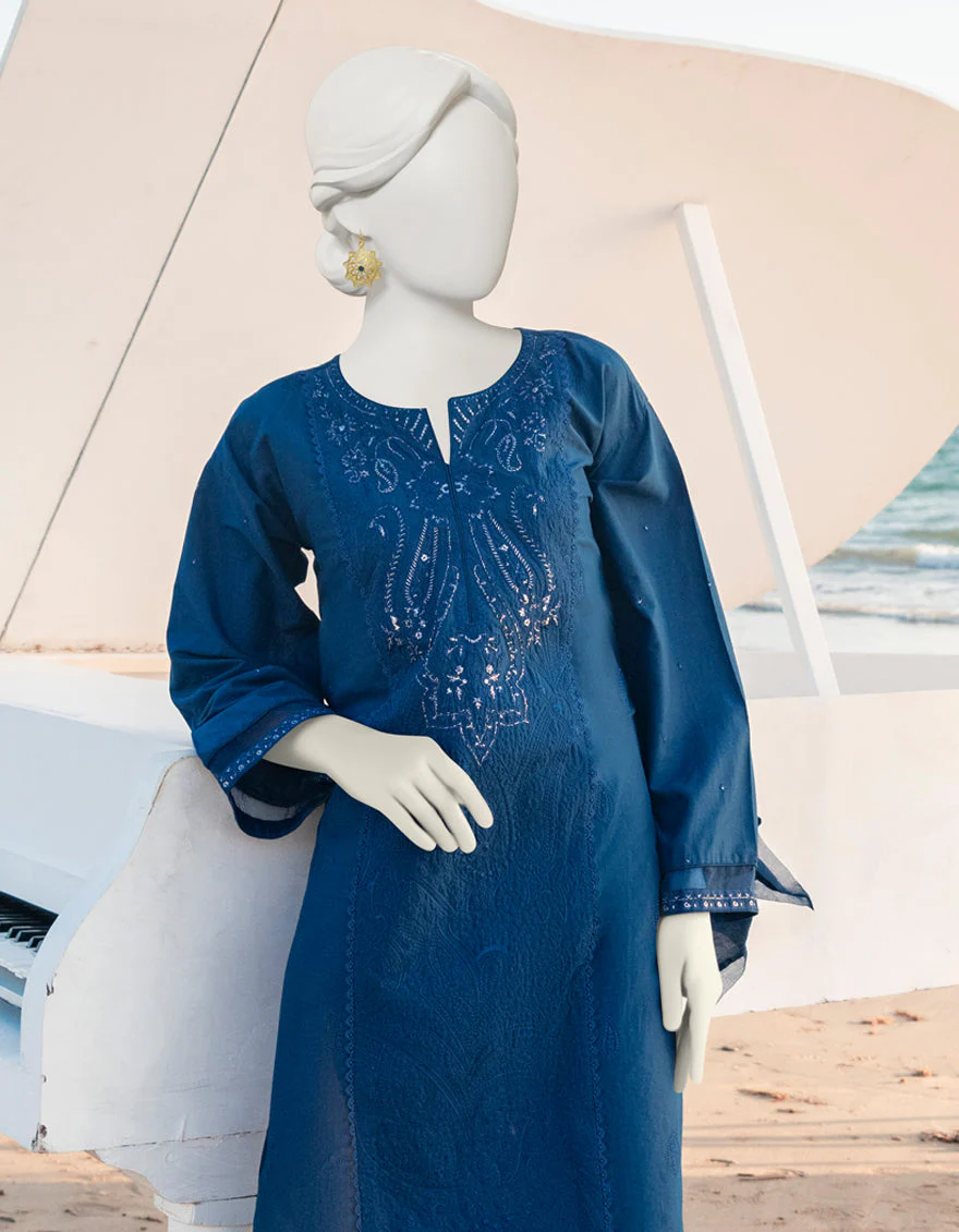 BLUE LAWN KURTI | JJLK-S-JSS-US-23-375 FB/BLUE BASIL - Image 3