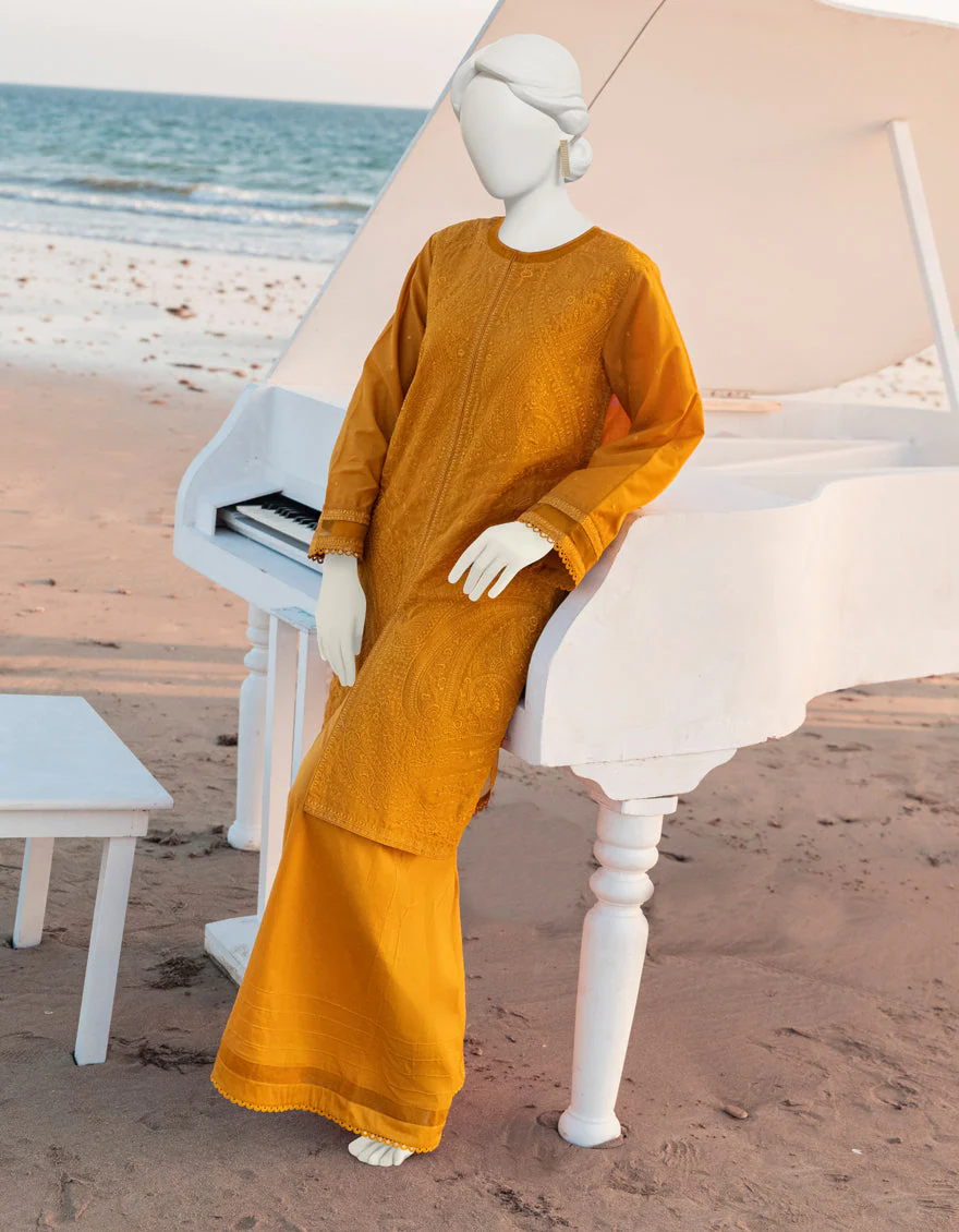 OCHER LAWN KURTI | JJLK-S-JSS-US-23-376 FB/TURMERIC - Image 4