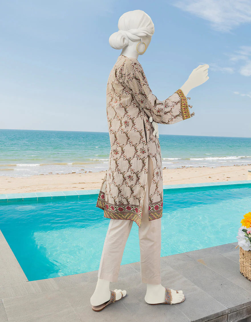BEIGE LAWN KURTI | JJLK-S-JSS-US-23-383 FB/BASKETS - Image 2