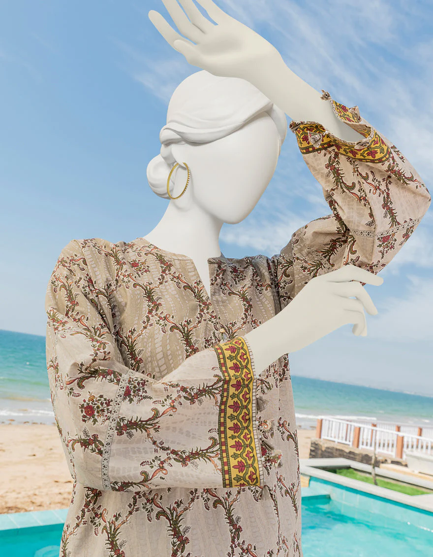 BEIGE LAWN KURTI | JJLK-S-JSS-US-23-383 FB/BASKETS - Image 3