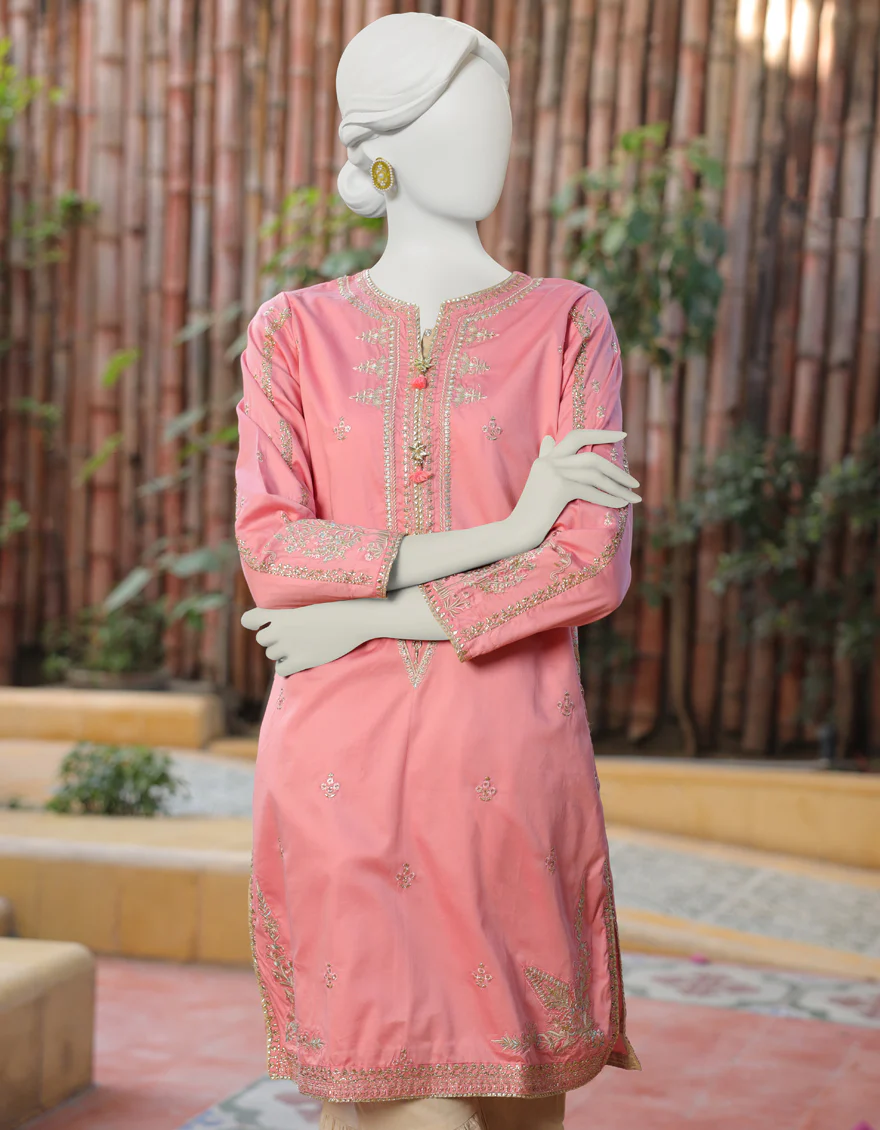 PINK LAWN KURTI | JJLK-S-JSS-US-23-385 FB/HF-161 SATIN - Image 2