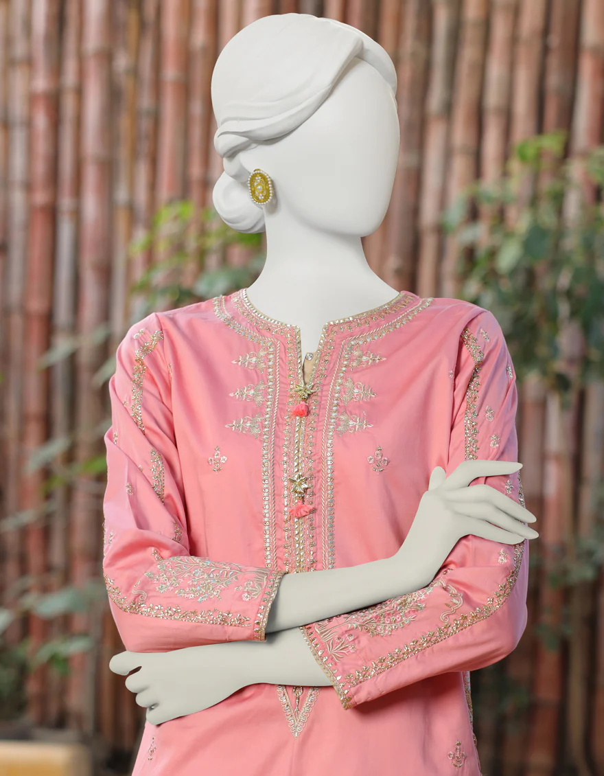 PINK LAWN KURTI | JJLK-S-JSS-US-23-385 FB/HF-161 SATIN - Image 3