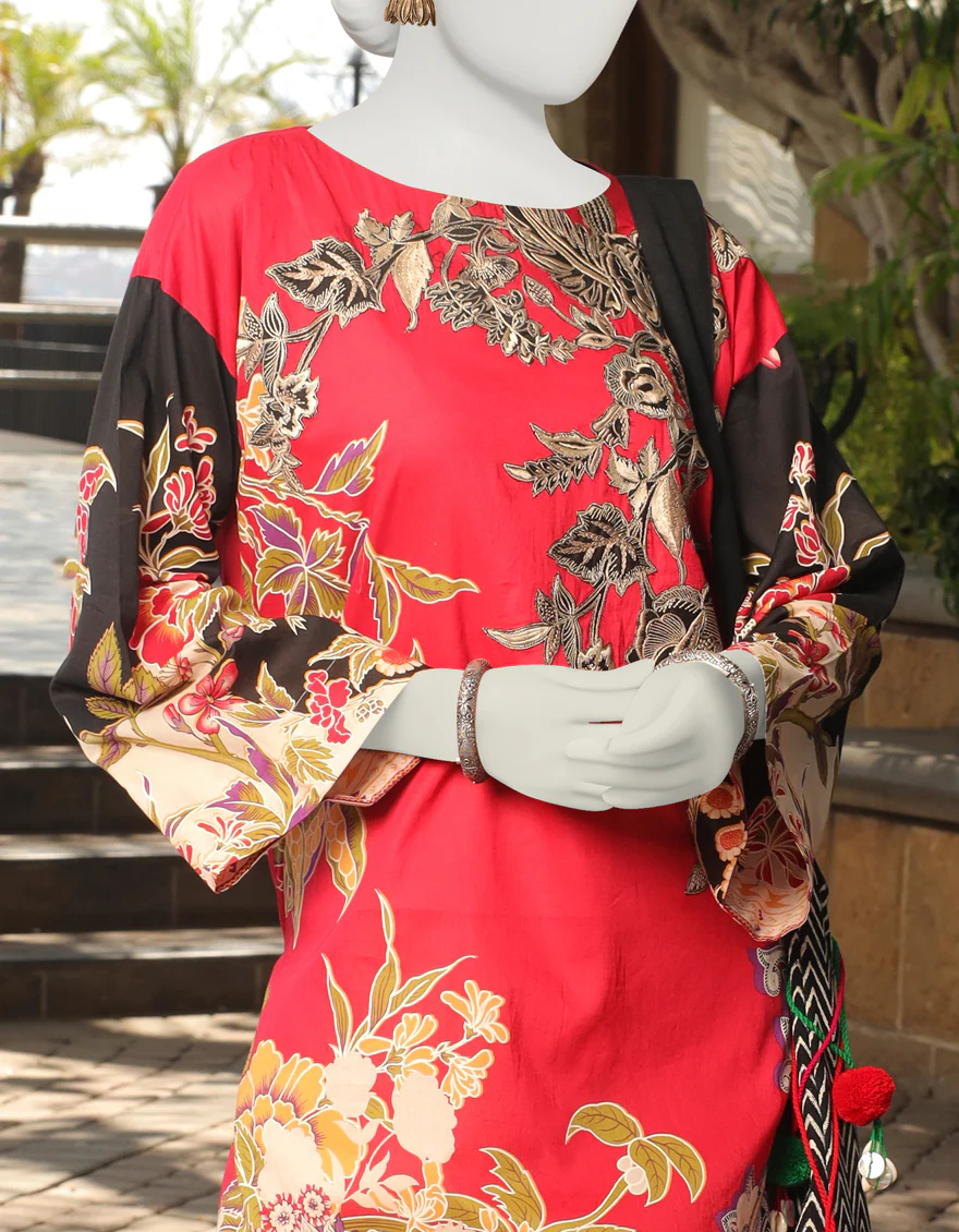 RED & BLACK LAWN KURTI | JJLK-S-JSS-US-23-432 FB/ETRO-3 - Image 2