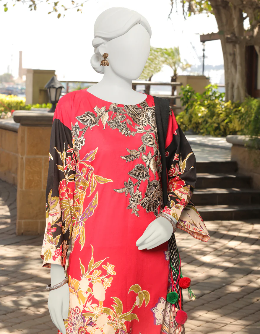 RED & BLACK LAWN KURTI | JJLK-S-JSS-US-23-432 FB/ETRO-3 - Image 3
