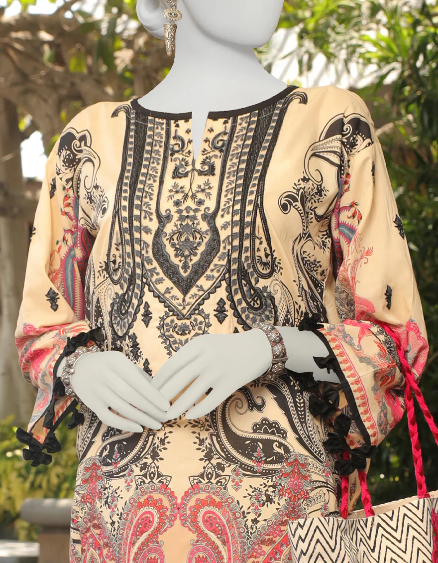 BEIGE LAWN KURTI | JJLK-S-JSS-US-23-434 FB/ETRO-5 - Image 2