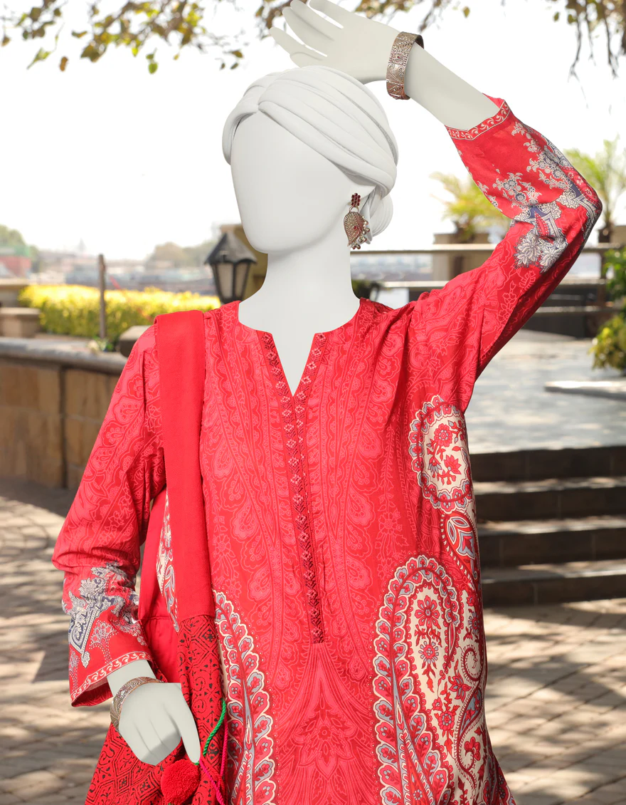 RED LAWN KURTI | JJLK-S-JSS-US-23-435 FB/ETRO-6 - Image 3