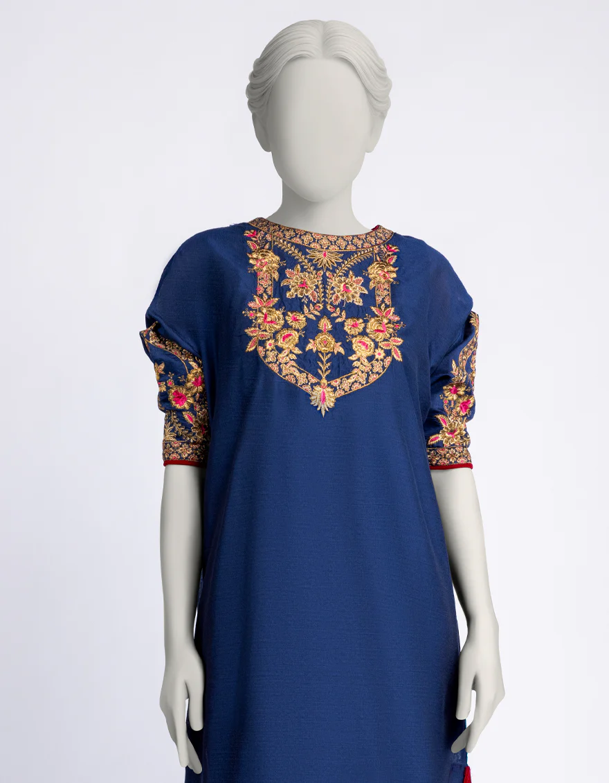 BLUE COTTON NET KURTI | JJLK-W-JFS-25-224 FB/ELFESYA-04 - Image 2