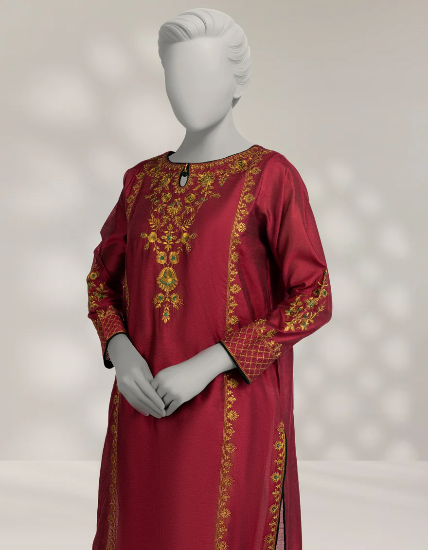 RED COTTON KURTI | JJLK-W-JFS-25-225 FB/ELFESYA-05 - Image 2