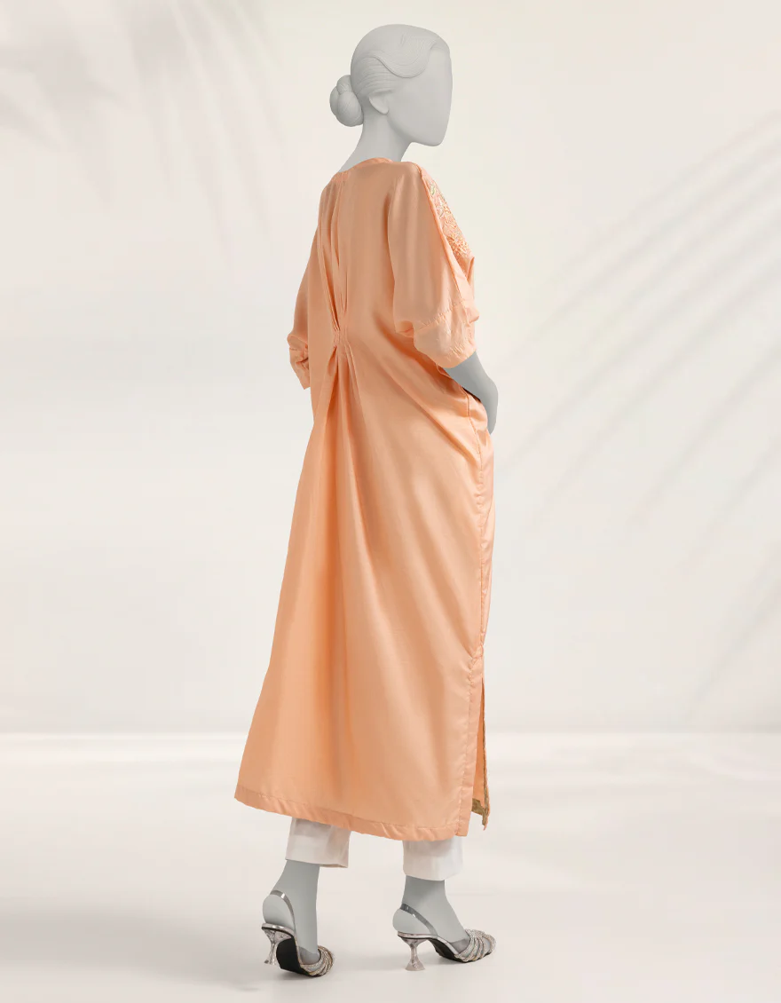PEACH RAW SILK KURTI | JJLK-W-JFS-25-231 FB/ELFESYA-1 - Image 2