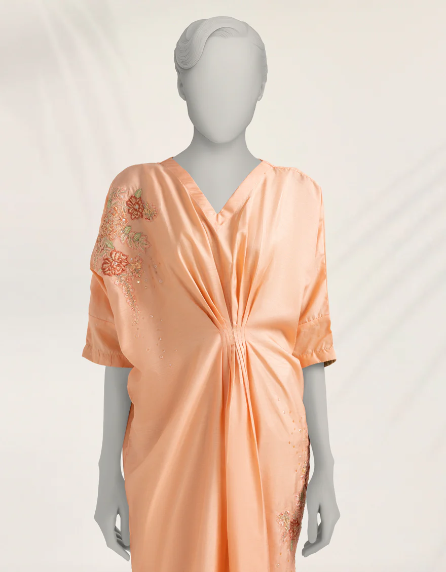 PEACH RAW SILK KURTI | JJLK-W-JFS-25-231 FB/ELFESYA-1 - Image 3
