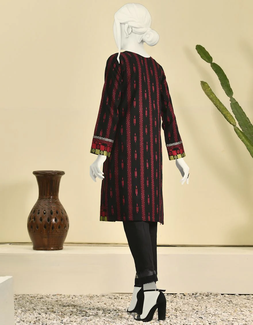 BLACK JACQUARD KURTI | JJLK-W-JPWK-US-21-617 FB/JAMDANI - Image 2