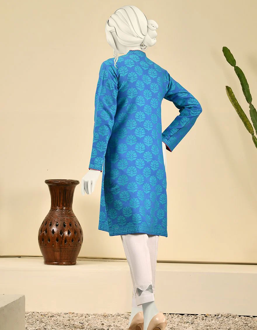 BLUE JACQUARD KURTI | JJLK-W-JPWK-US-21-619 FB/LIVING COLOUR - Image 2