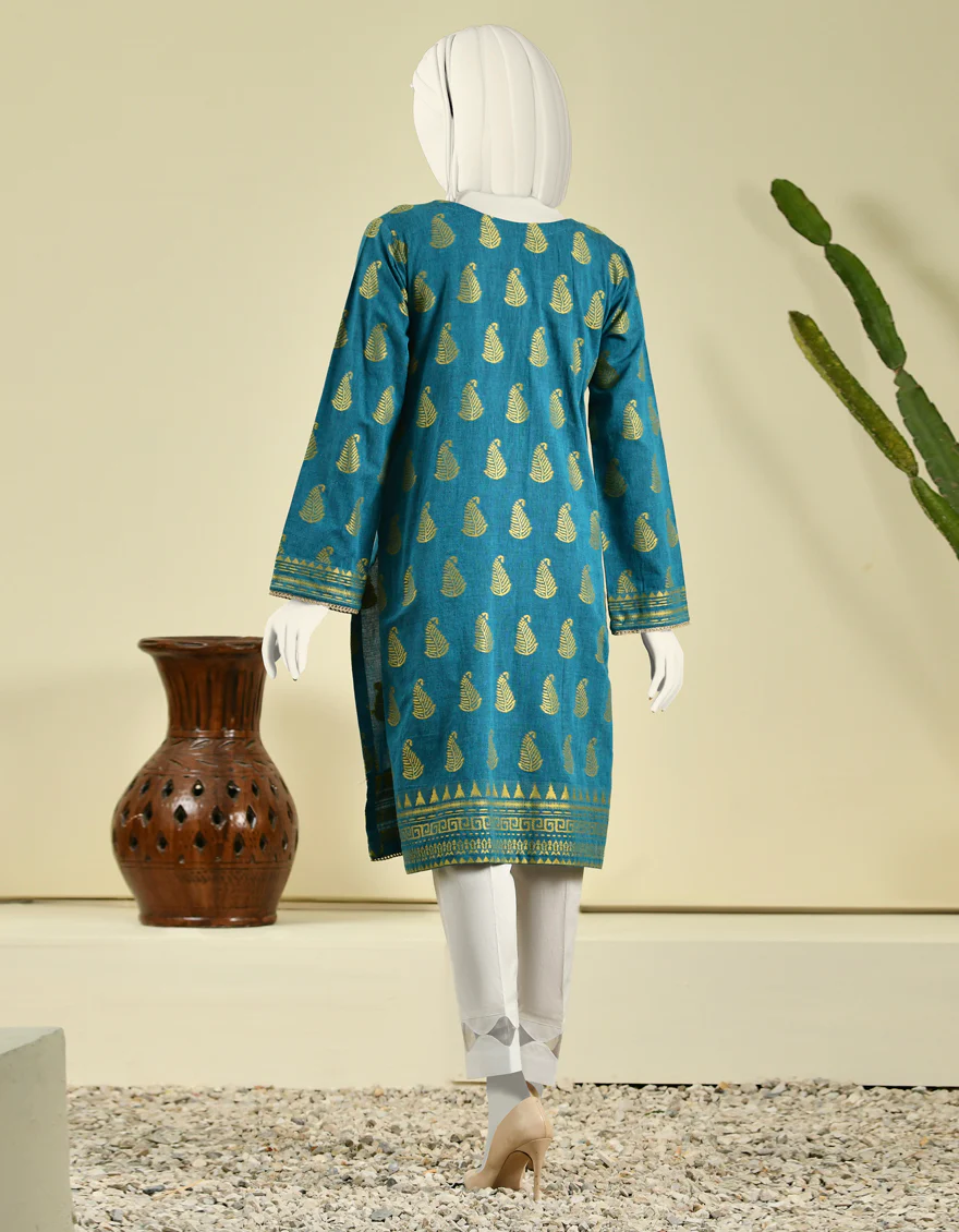 TURQUOISE JACQUARD KURTI | JJLK-W-JPWK-US-21-620 FB/BLUSH - Image 2