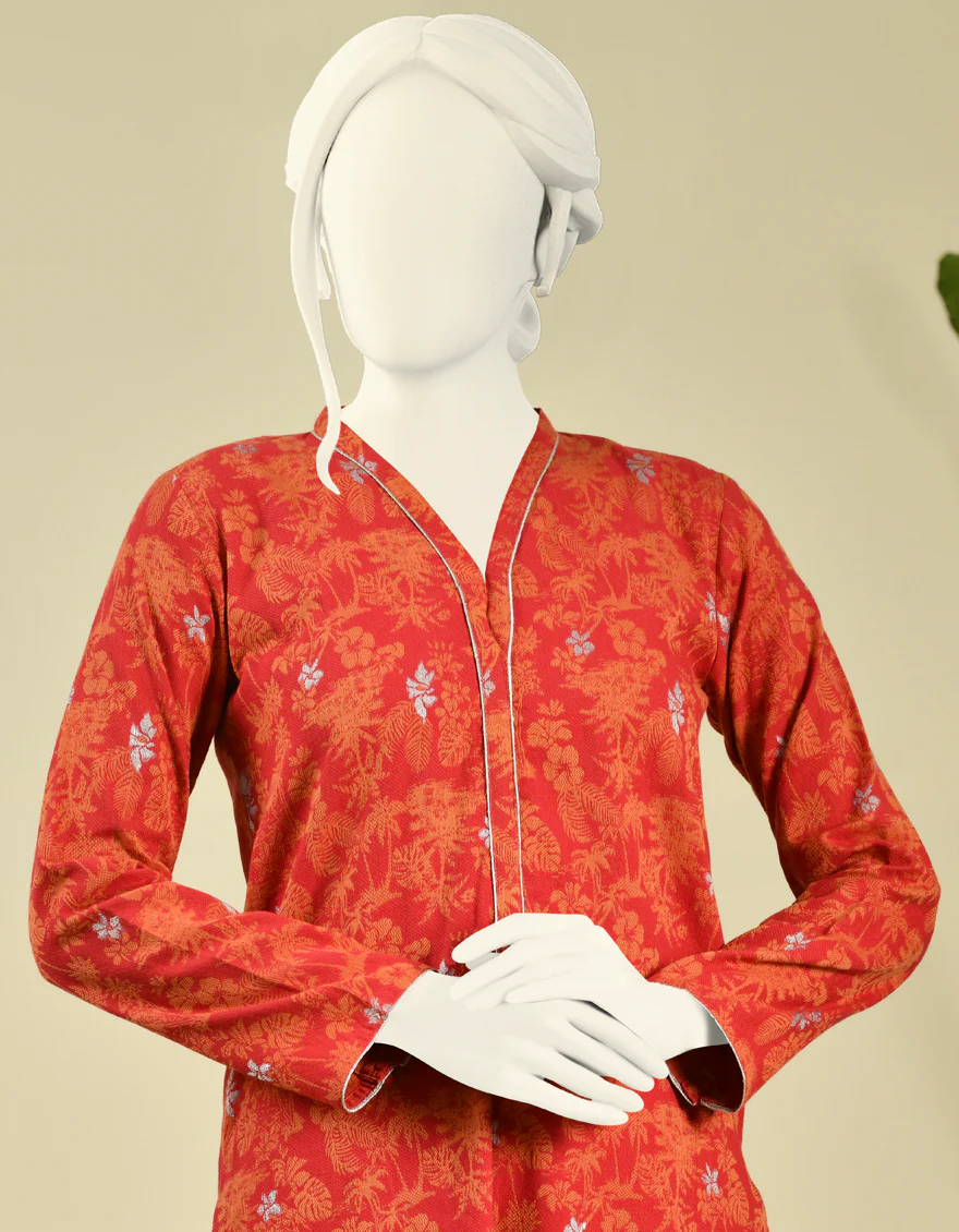 RED JACQUARD KURTI | JJLK-W-JPWK-US-21-621 FB/TROPICAL - Image 2
