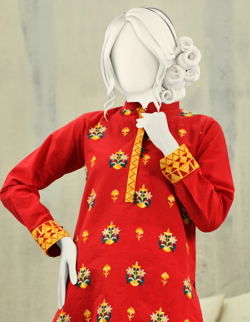 RED KARANDI KURTI | JJLK-W-JPWK-US-21-640 FB/RED - Image 2