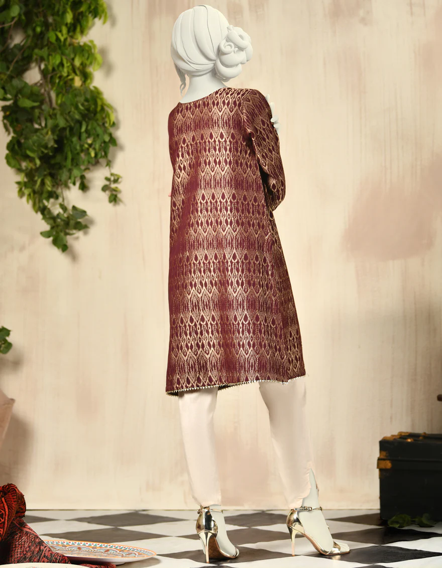 BROWN JACQUARD KURTI | JJLK-W-JPWK-US-22-807 FB/FF-480 (IKAT) - Image 2