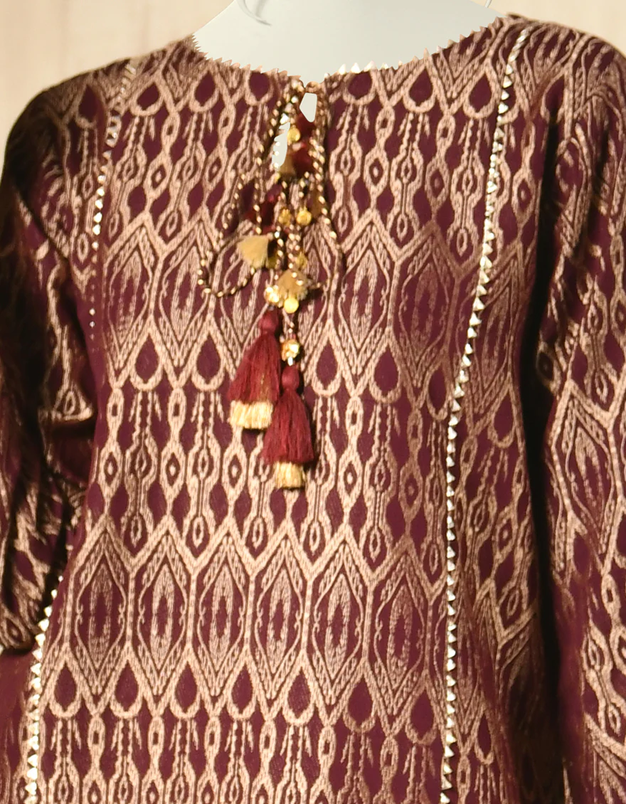 BROWN JACQUARD KURTI | JJLK-W-JPWK-US-22-807 FB/FF-480 (IKAT) - Image 3