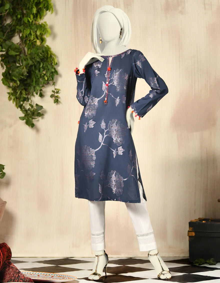 BLUE JACQUARD KURTI | JJLK-W-JPWK-US-22-808 FB/FF-481 (URBAN)