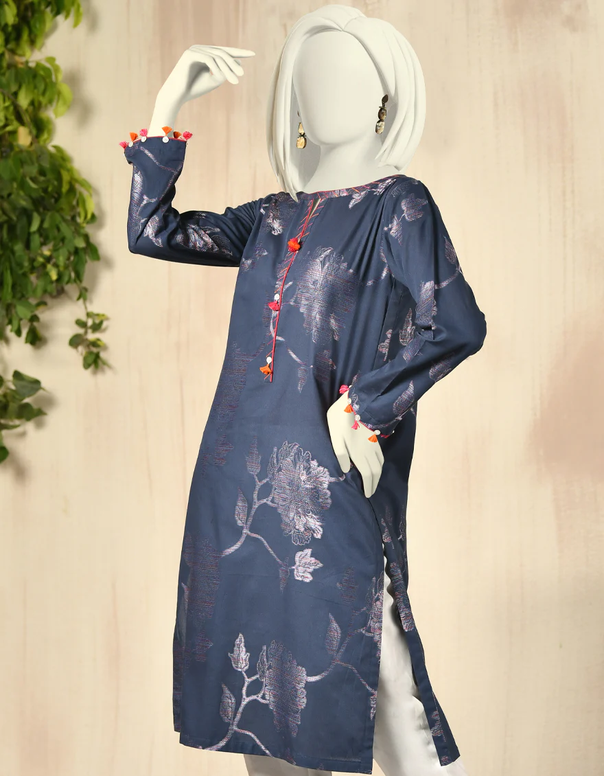 BLUE JACQUARD KURTI | JJLK-W-JPWK-US-22-808 FB/FF-481 (URBAN) - Image 3