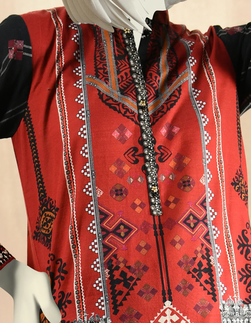 MAROON KHADDAR KURTI | JJLK-W-JPWK-US-22-814 FB/RUMBER - Image 3