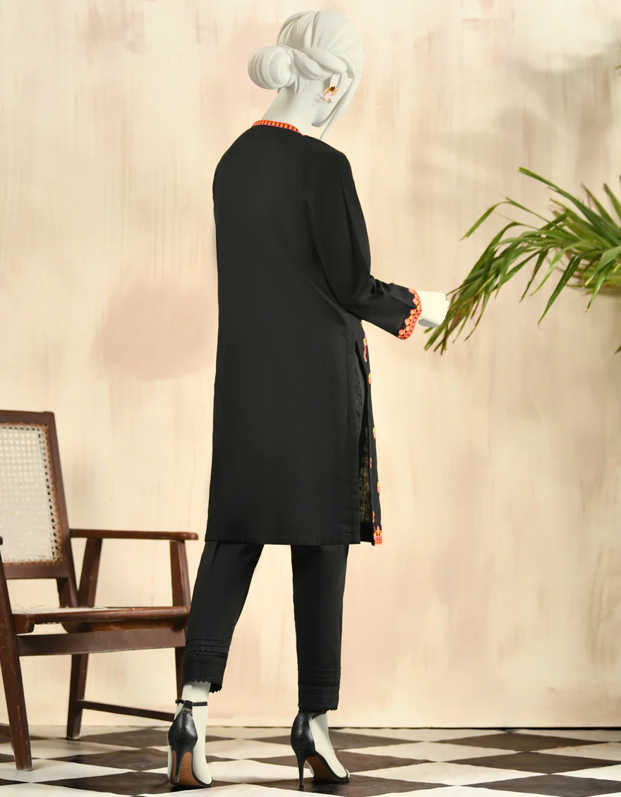 BLACK KHADDAR KURTI | JJLK-W-JPWK-US-22-816 FB/FF-021 - Image 2