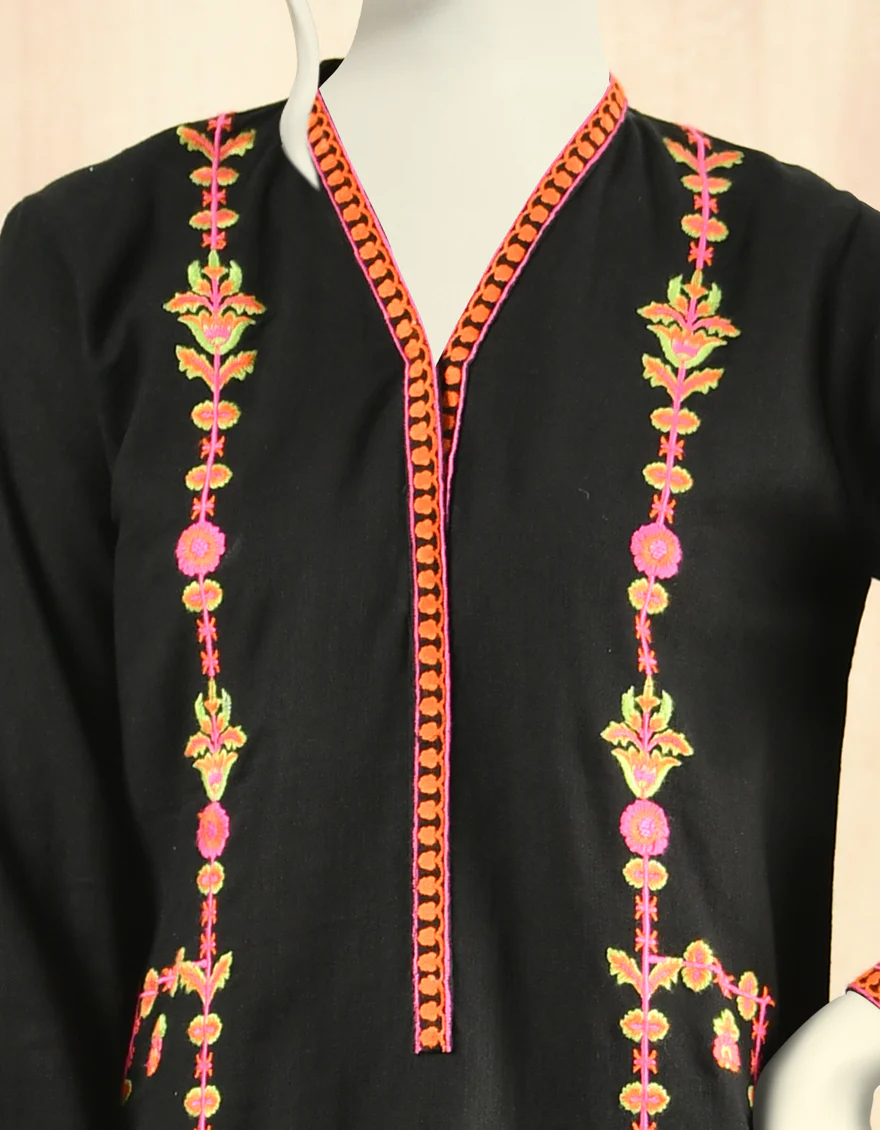 BLACK KHADDAR KURTI | JJLK-W-JPWK-US-22-816 FB/FF-021 - Image 3