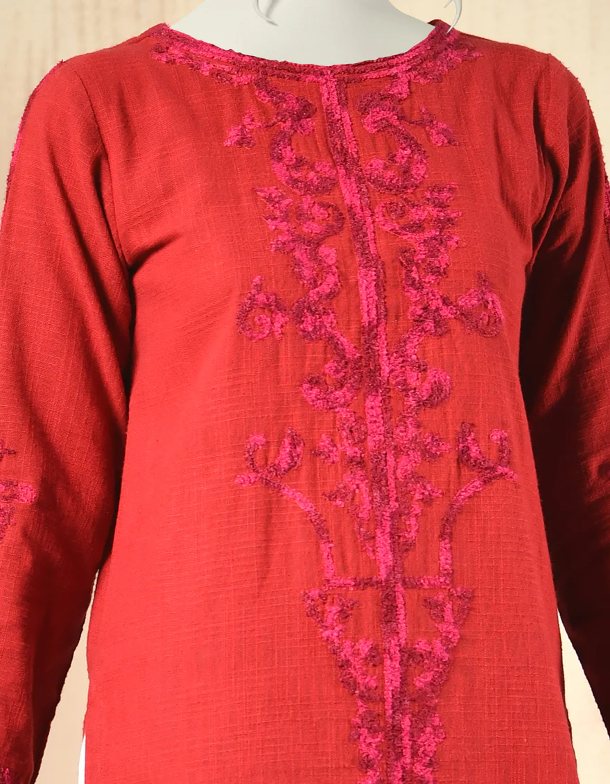 RED KHADDAR KURTI | JJLK-W-JPWK-US-22-817 FB/FF-021 - Image 3