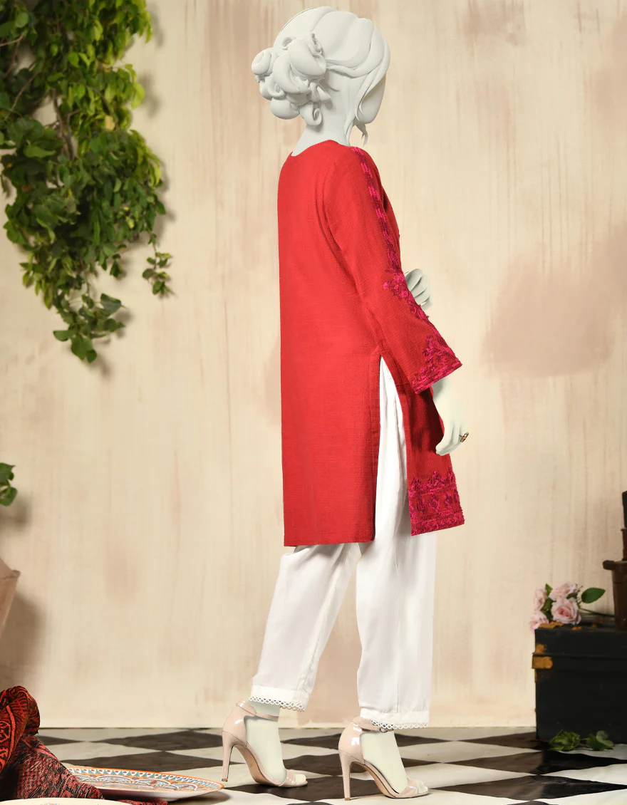 RED KHADDAR KURTI | JJLK-W-JPWK-US-22-817 FB/FF-021 - Image 4