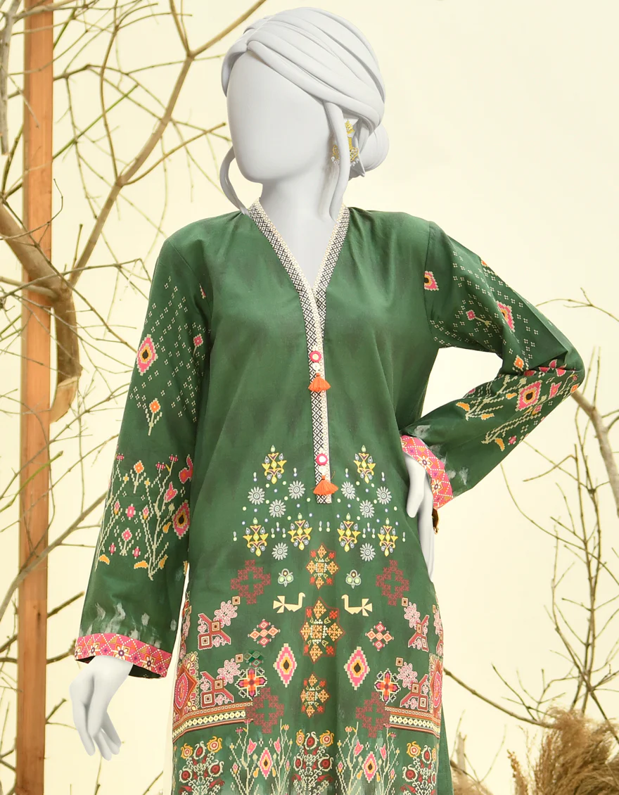 GREEN CAMBRIC KURTI | JJLK-W-JPWK-US-22-849 FB/CORAL - Image 4