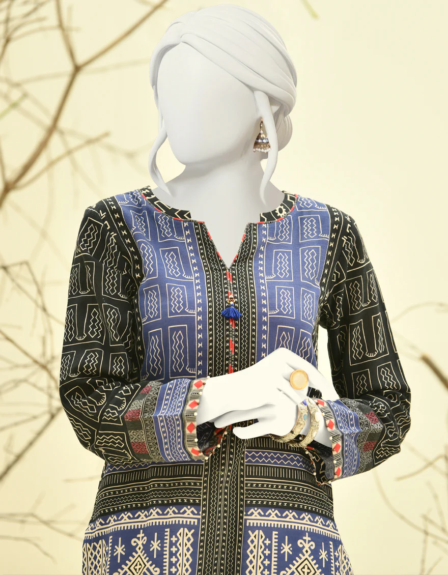 BLUE KHADDAR KURTI | JJLK-W-JPWK-US-22-856 FB/FORD (22-5171) - Image 4